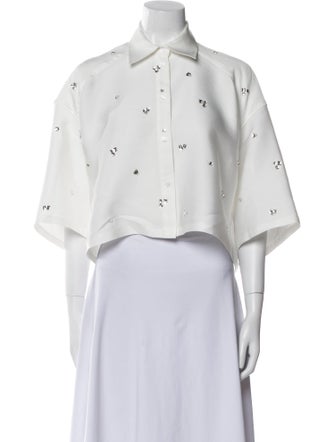 Sandro Three-Quarter Sleeve Crop Top