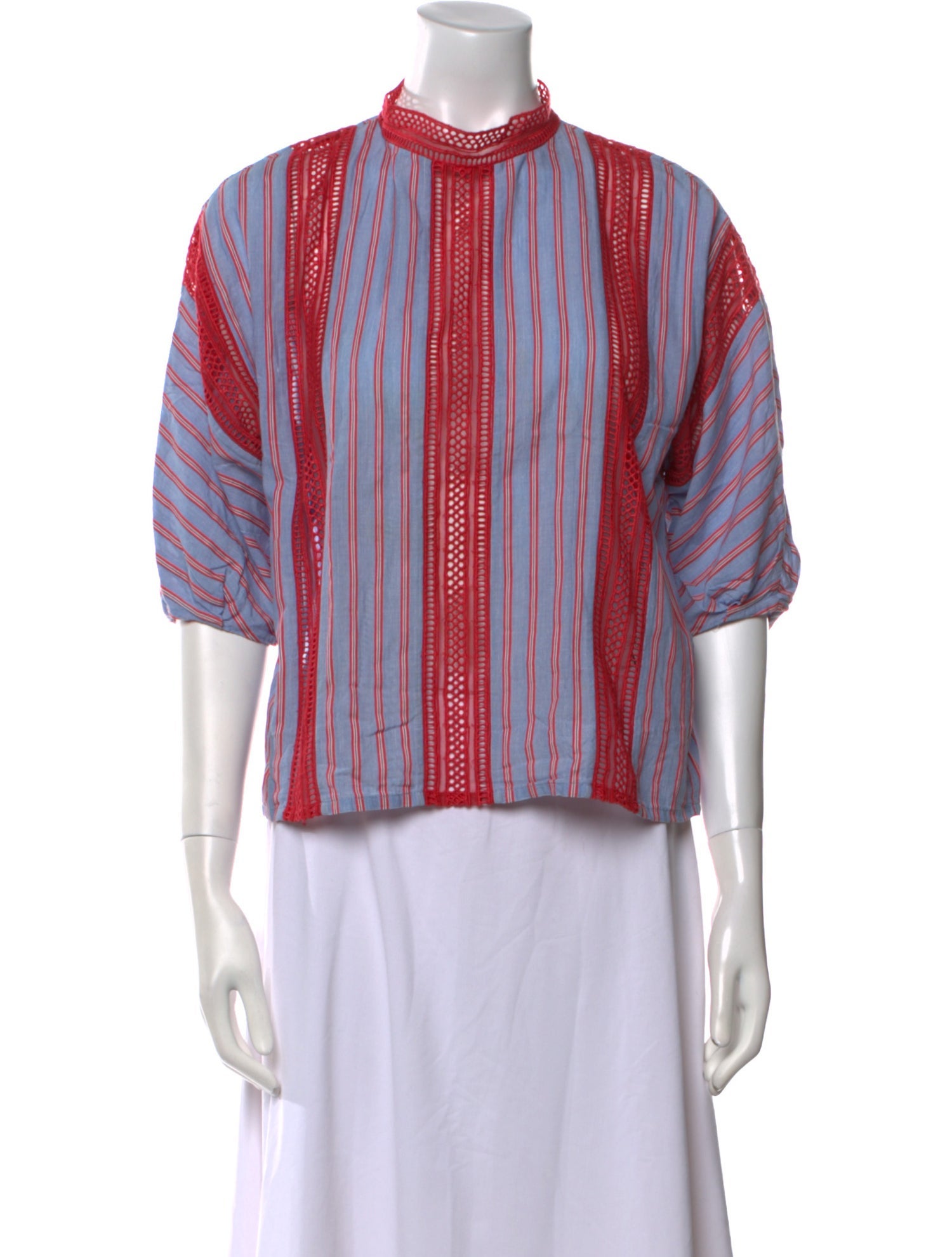 Sandro Striped Mock Neck Blouse