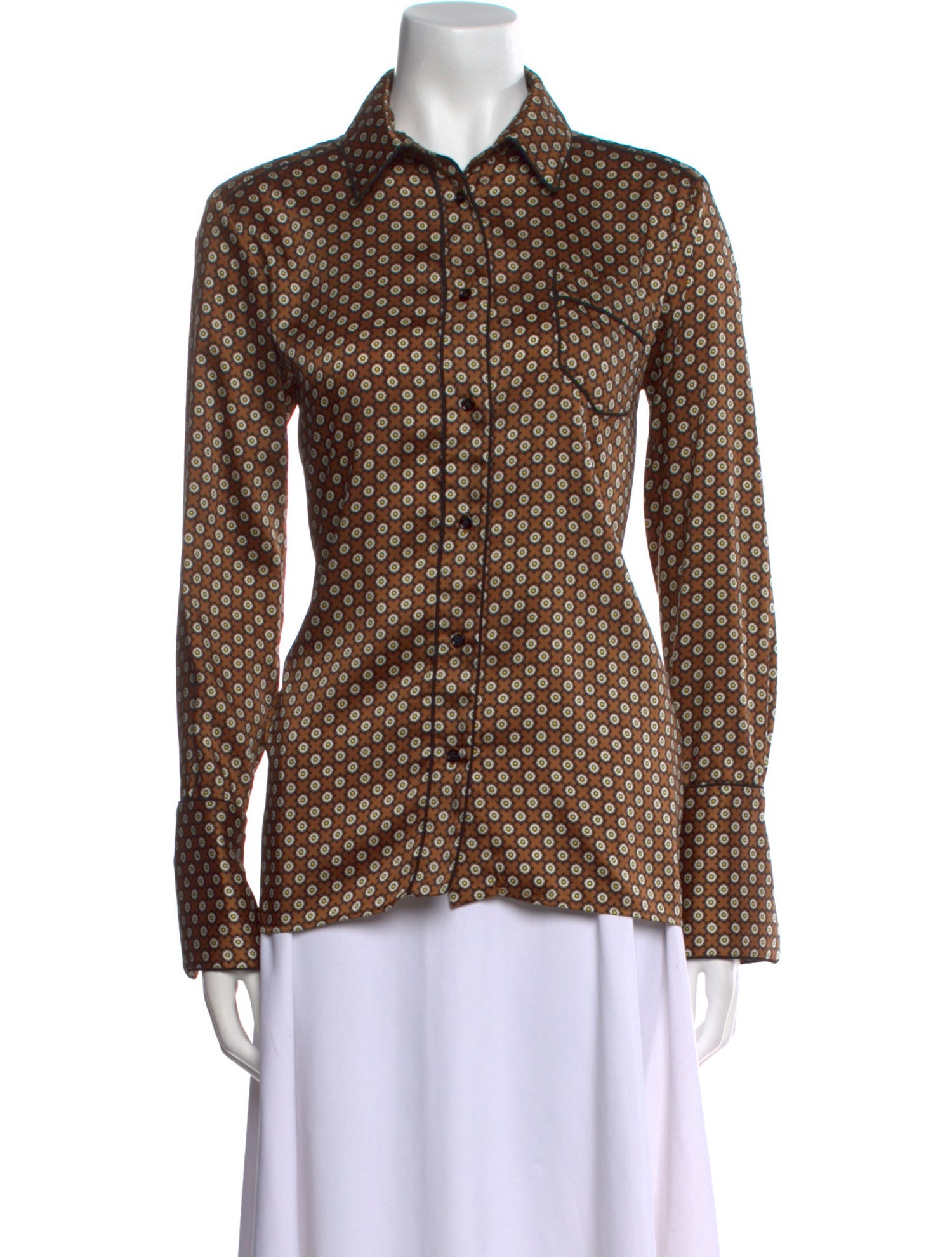 Sandro Printed Long Sleeve Button-Up Top