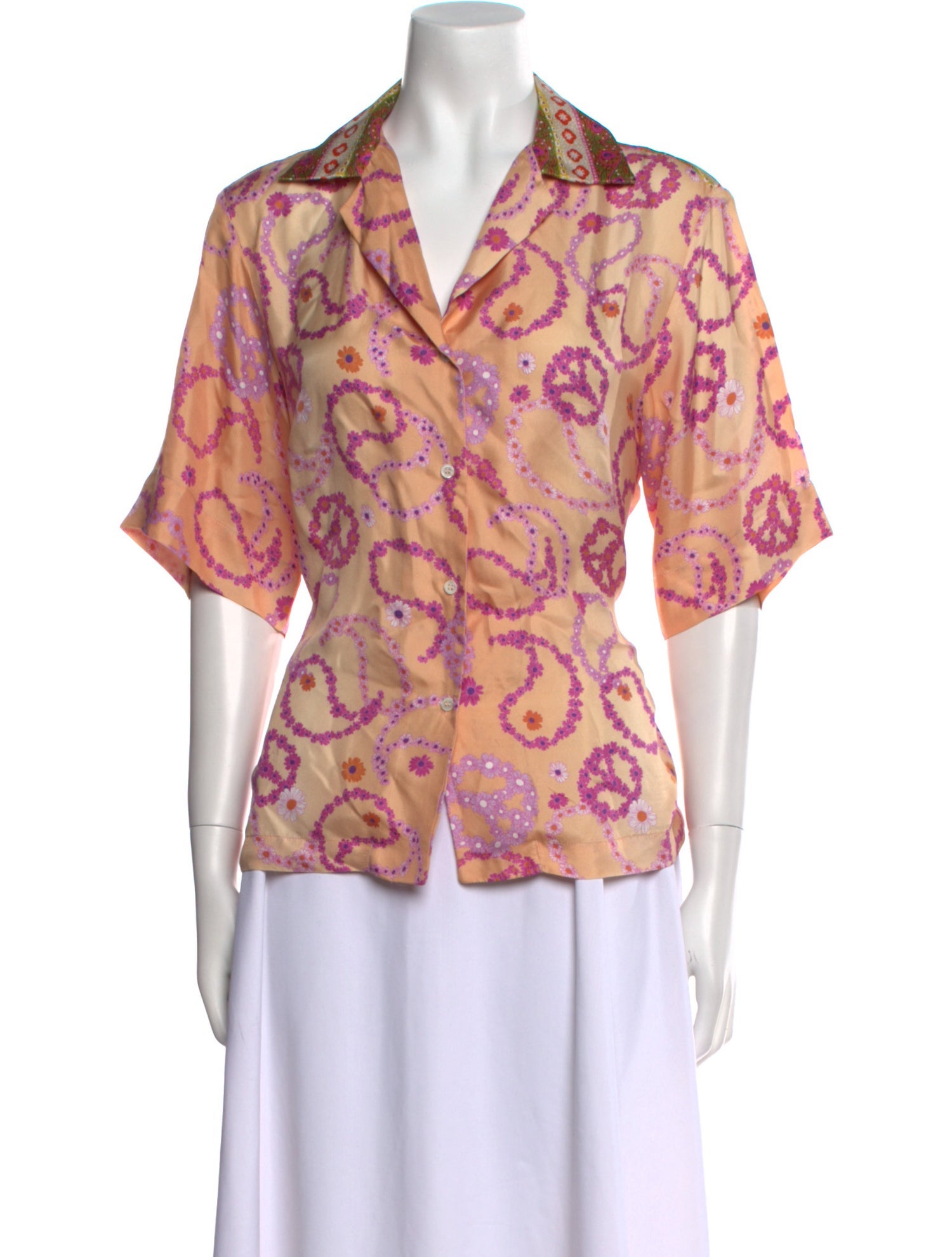 Sandro Silk Paisley Print Button-Up Top
