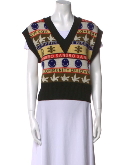 Sandro Virgin Wool Printed Sweater