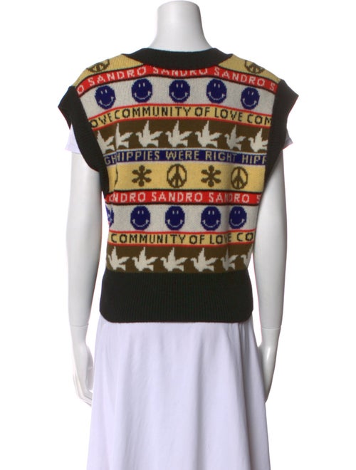Sandro Virgin Wool Printed Sweater