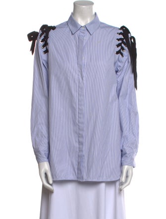 Sandro Striped Long Sleeve Button-Up Top