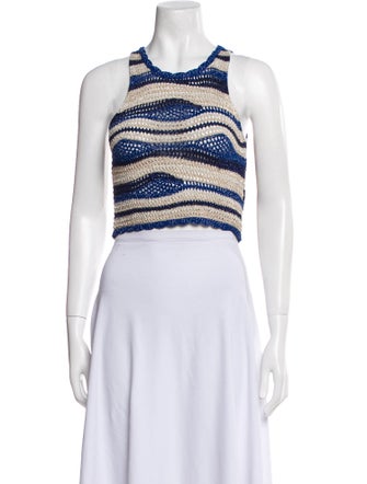 Sandro Striped Scoop Neck Crop Top