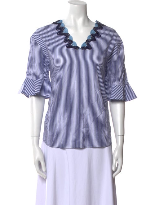Sandro Striped V-Neck Blouse