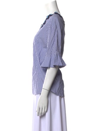 Sandro Striped V-Neck Blouse