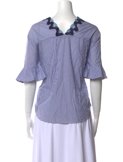 Sandro Striped V-Neck Blouse