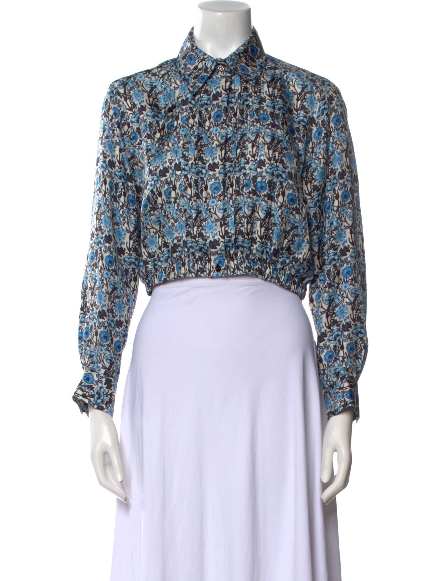 Sandro Silk Floral Print Crop Top