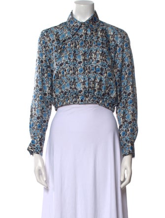 Sandro Silk Floral Print Crop Top