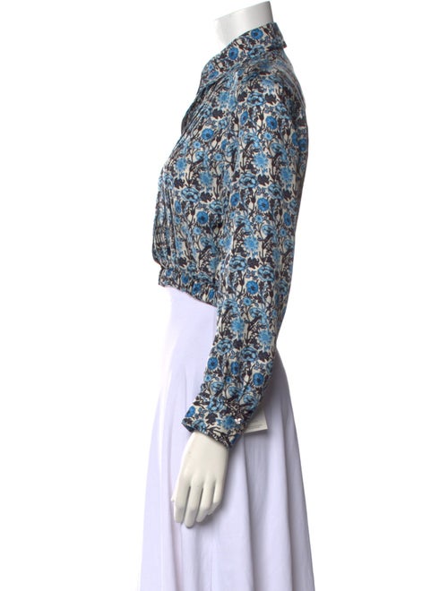 Sandro Silk Floral Print Crop Top