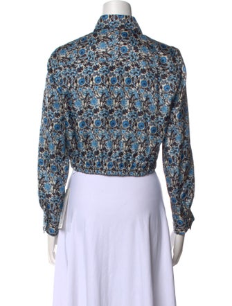 Sandro Silk Floral Print Crop Top