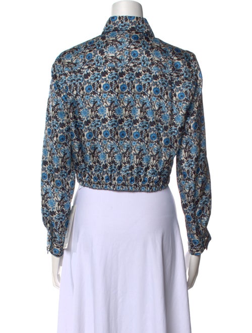 Sandro Silk Floral Print Crop Top