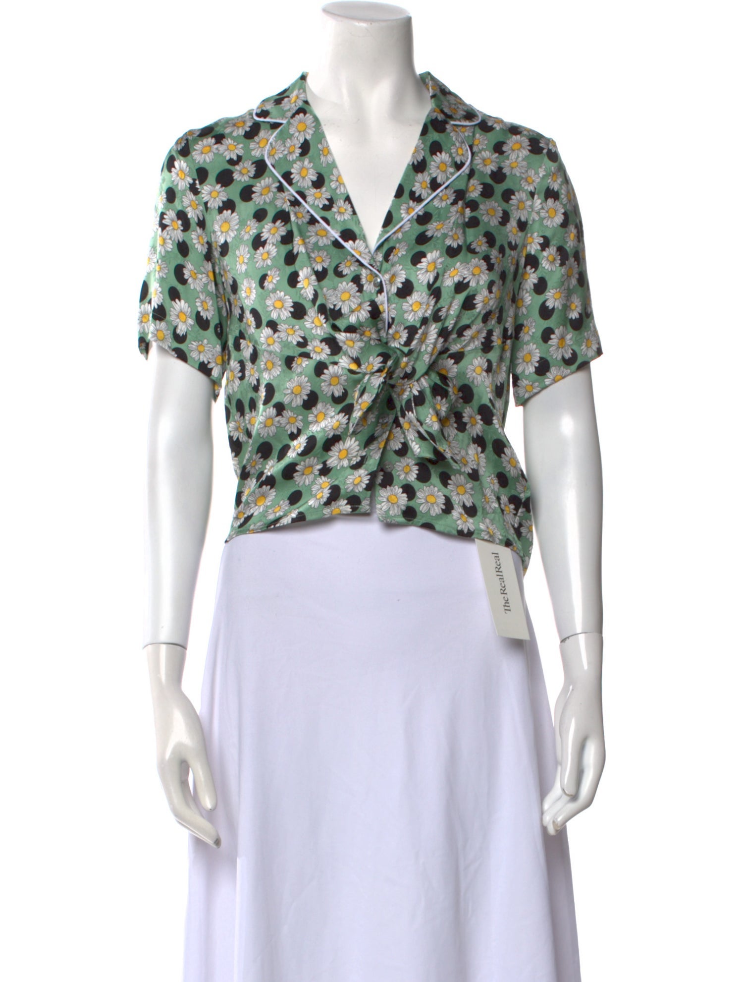 Sandro Floral Print V-Neck Crop Top