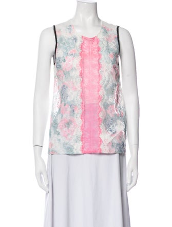 Sandro Floral Print Scoop Neck Top