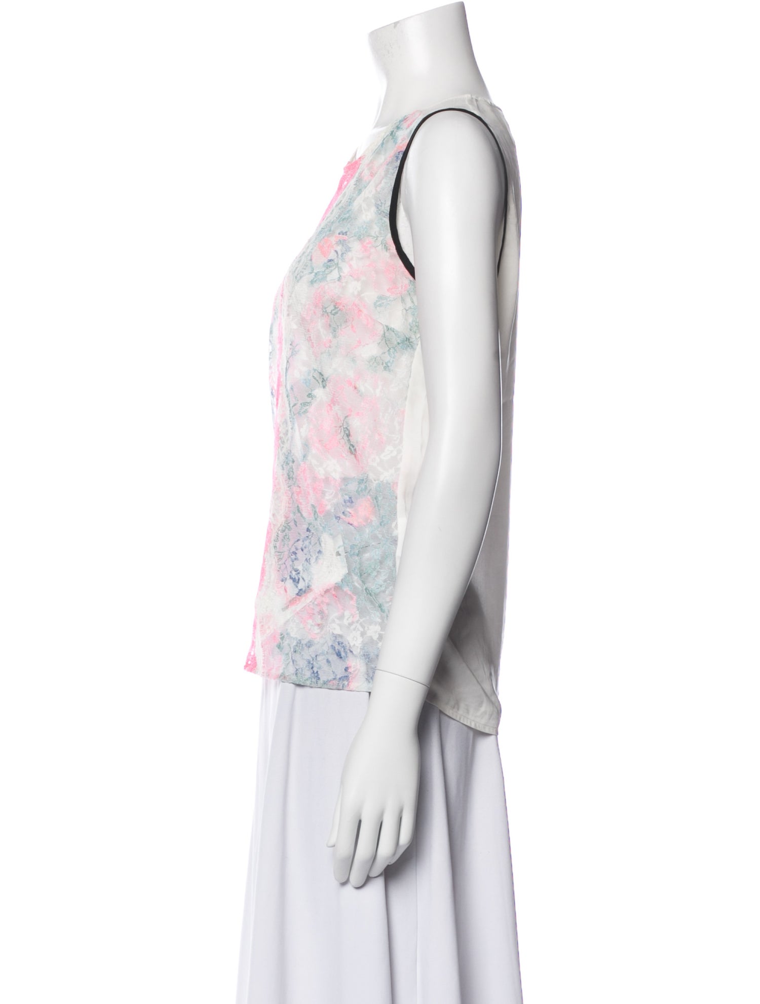 Sandro Floral Print Scoop Neck Top