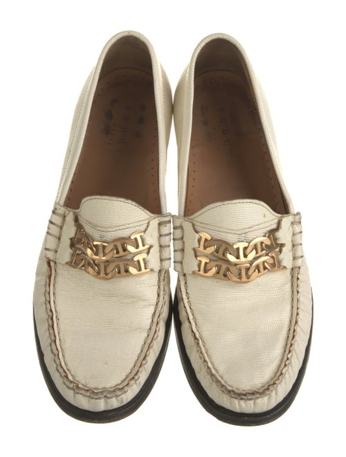 Sandro Embossed Leather Chain-Link Accents Loafers