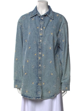 Sandro Printed Long Sleeve Button-Up Top