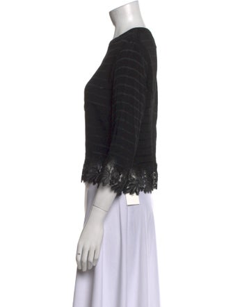 Sandro Crew Neck Three-Quarter Sleeve Crop Top