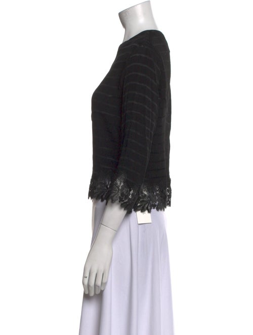 Sandro Crew Neck Three-Quarter Sleeve Crop Top