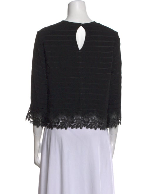 Sandro Crew Neck Three-Quarter Sleeve Crop Top