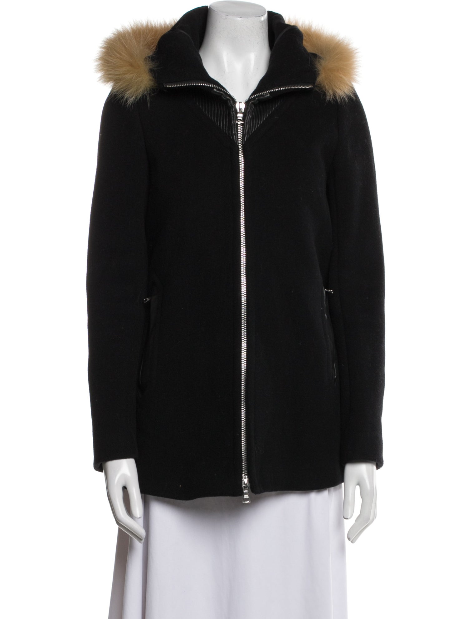 Sandro Wool Faux Fur Coat