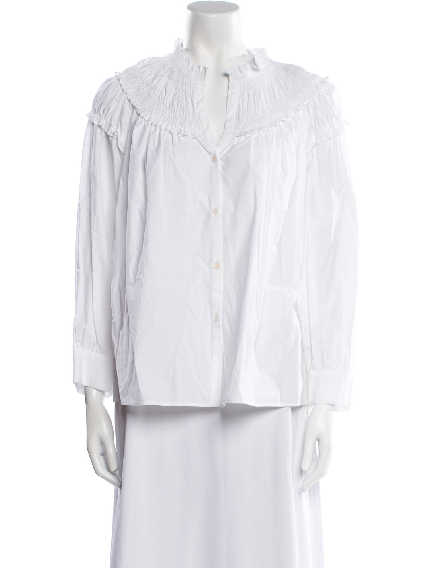 Sandro V-Neck Three-Quarter Sleeve Button-Up Top