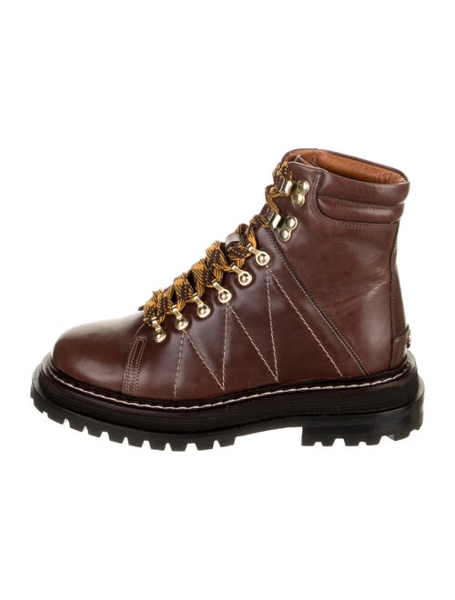 Sandro Leather Whipstitch Trim Combat Boots