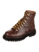 Sandro Leather Whipstitch Trim Combat Boots