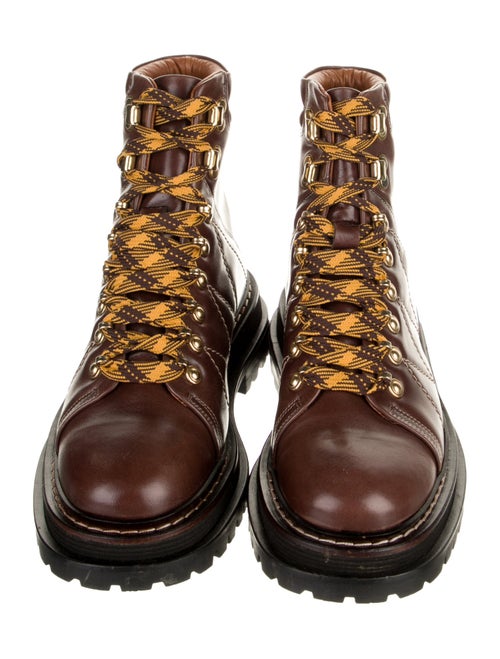 Sandro Leather Whipstitch Trim Combat Boots