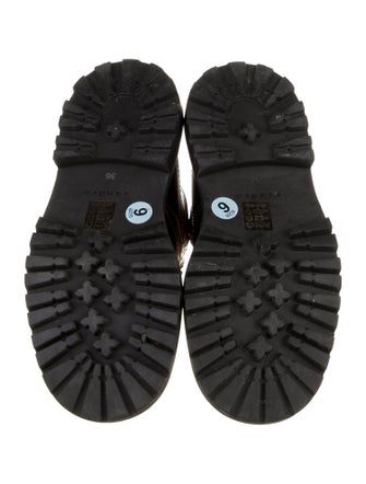 Sandro Leather Whipstitch Trim Combat Boots