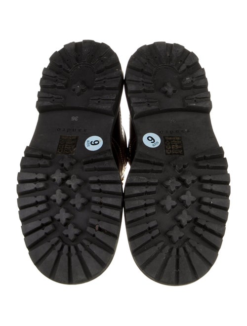 Sandro Leather Whipstitch Trim Combat Boots