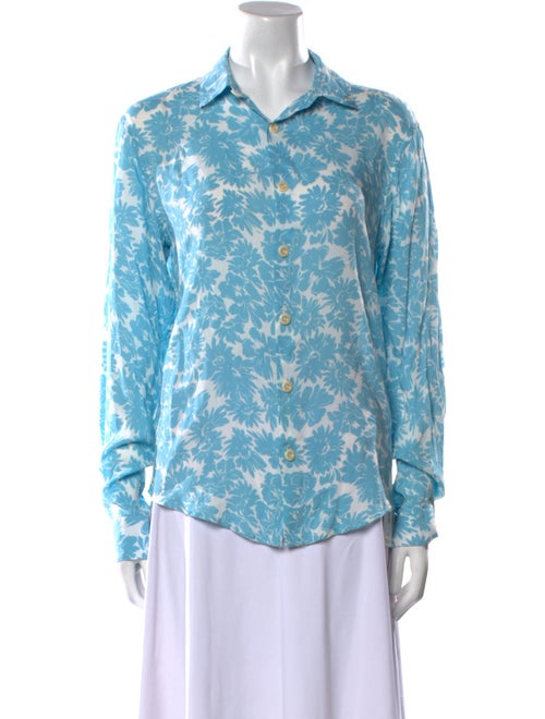 Sandro Printed Long Sleeve Button-Up Top