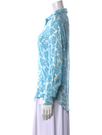 Sandro Printed Long Sleeve Button-Up Top