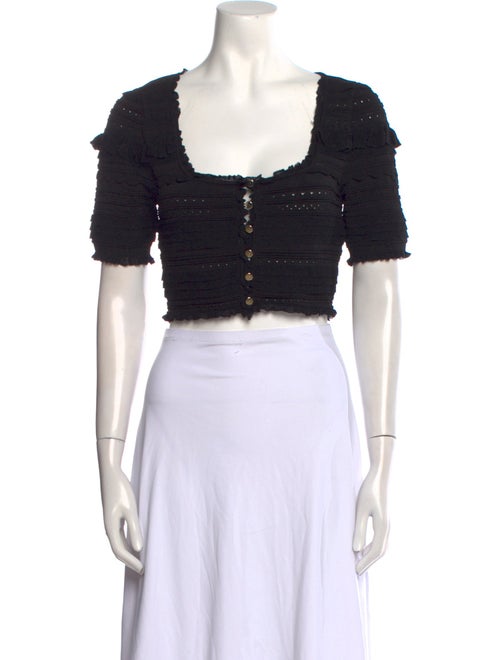 Sandro Square Neckline Short Sleeve Crop Top