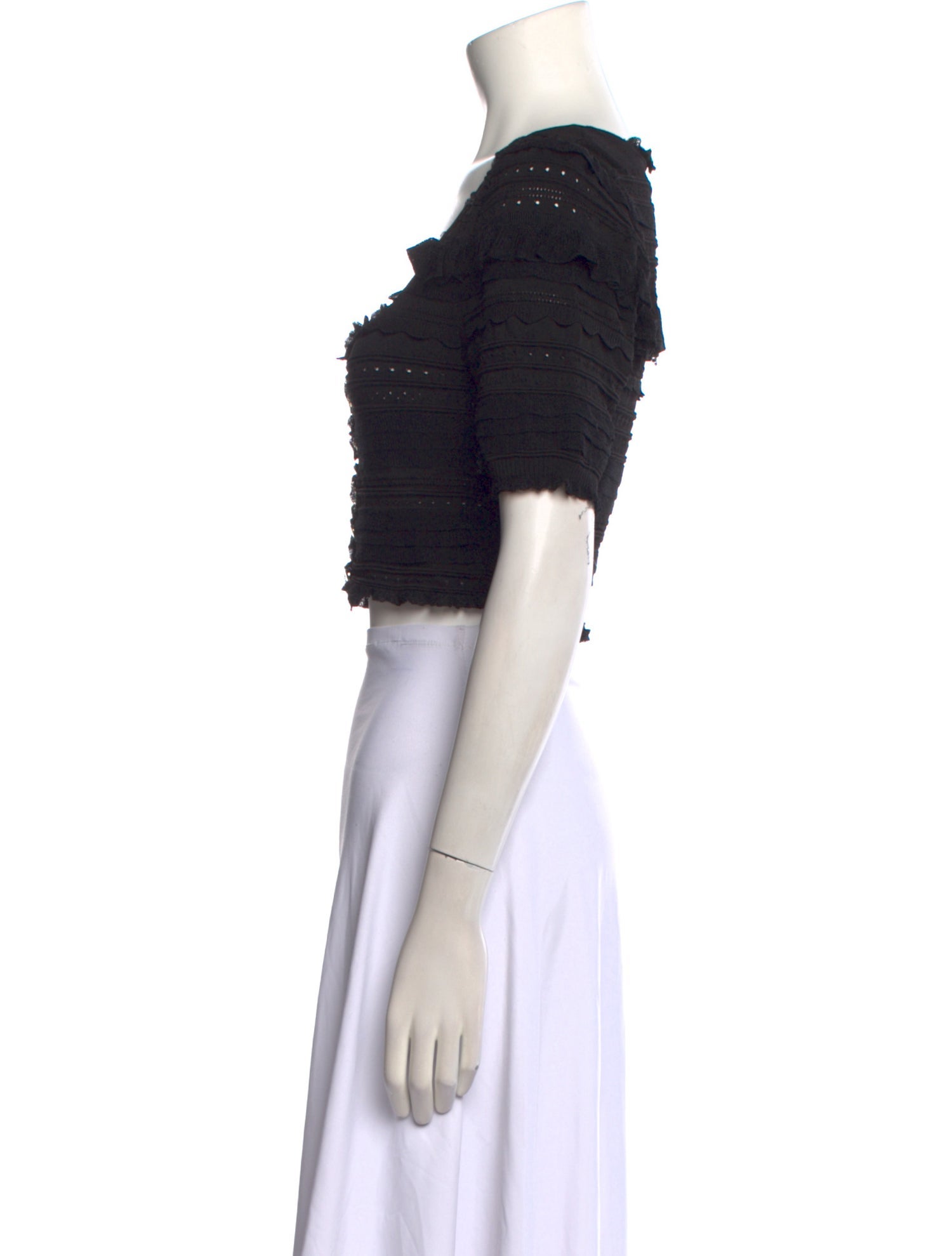 Sandro Square Neckline Short Sleeve Crop Top