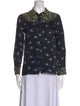 Sandro Printed Three-Quarter Sleeve Button-Up Top