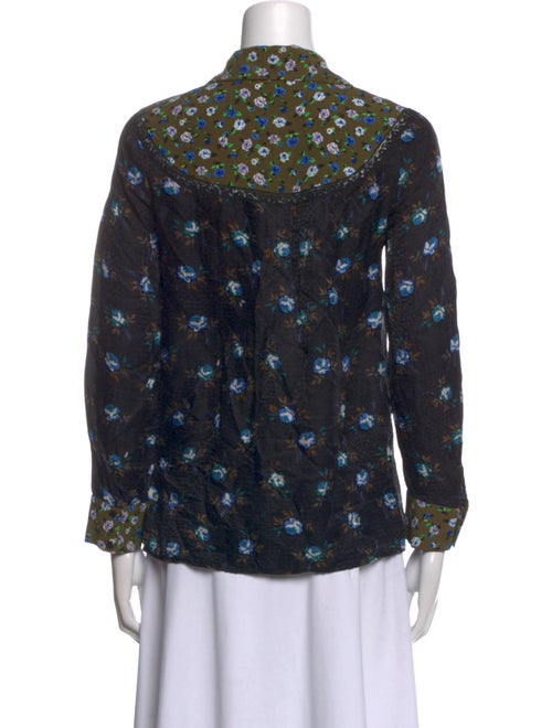 Sandro Printed Three-Quarter Sleeve Button-Up Top