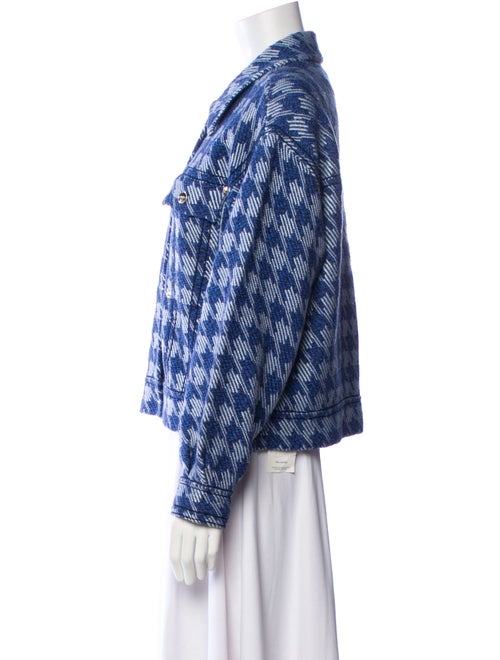 Sandro Wool Houndstooth Print Denim Jacket