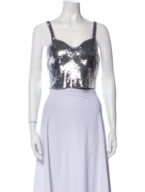 Sandro Floral Print Square Neckline Crop Top