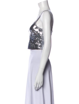 Sandro Floral Print Square Neckline Crop Top