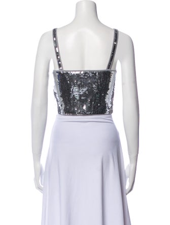 Sandro Floral Print Square Neckline Crop Top