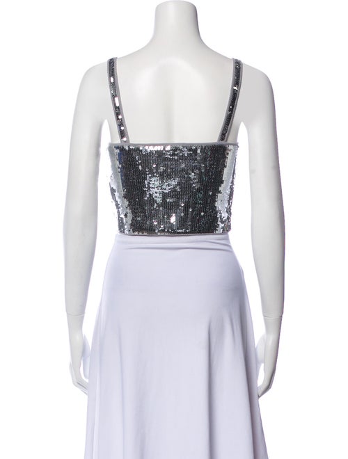 Sandro Floral Print Square Neckline Crop Top