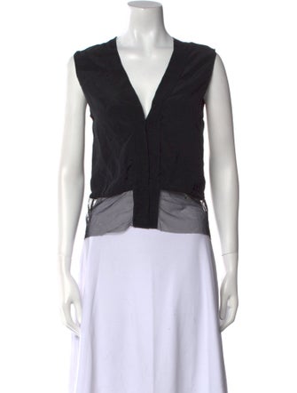 Sandro Silk V-Neck Crop Top