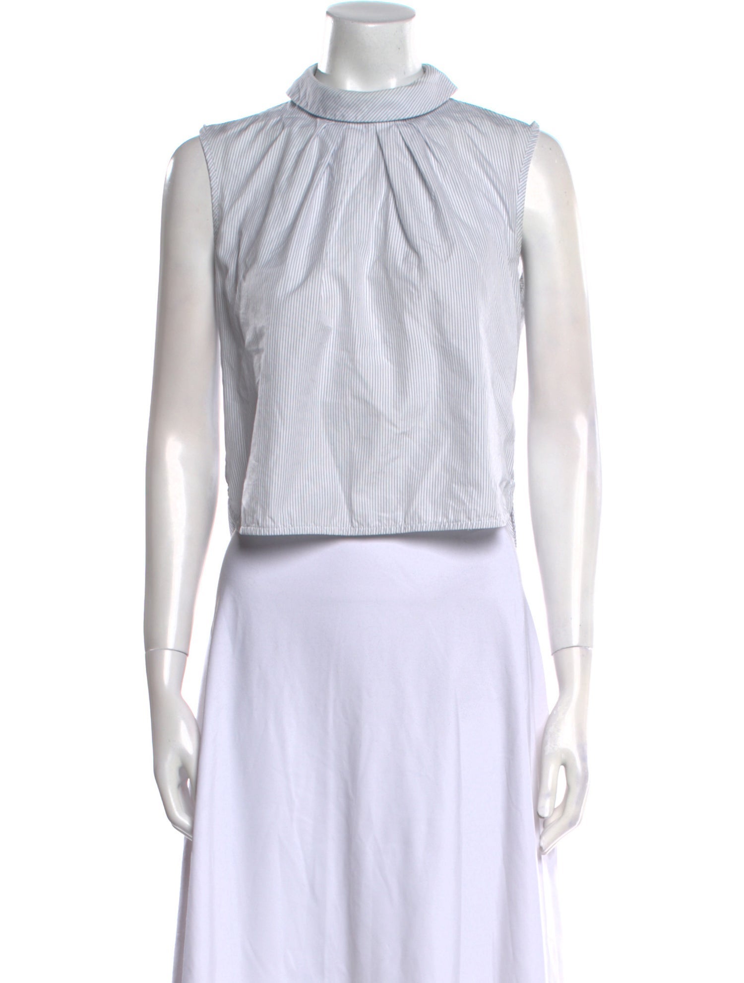 Sandro Striped Mock Neck Crop Top