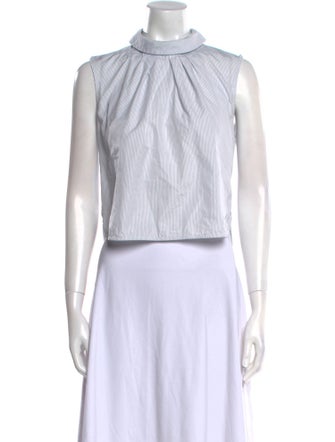 Sandro Striped Mock Neck Crop Top