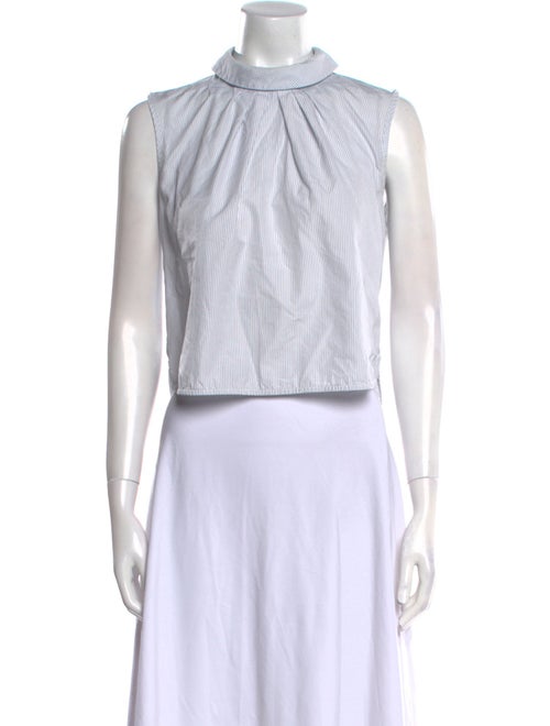 Sandro Striped Mock Neck Crop Top