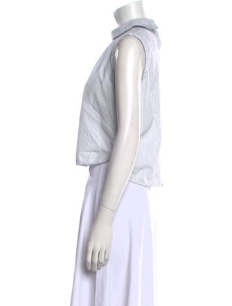 Sandro Striped Mock Neck Crop Top