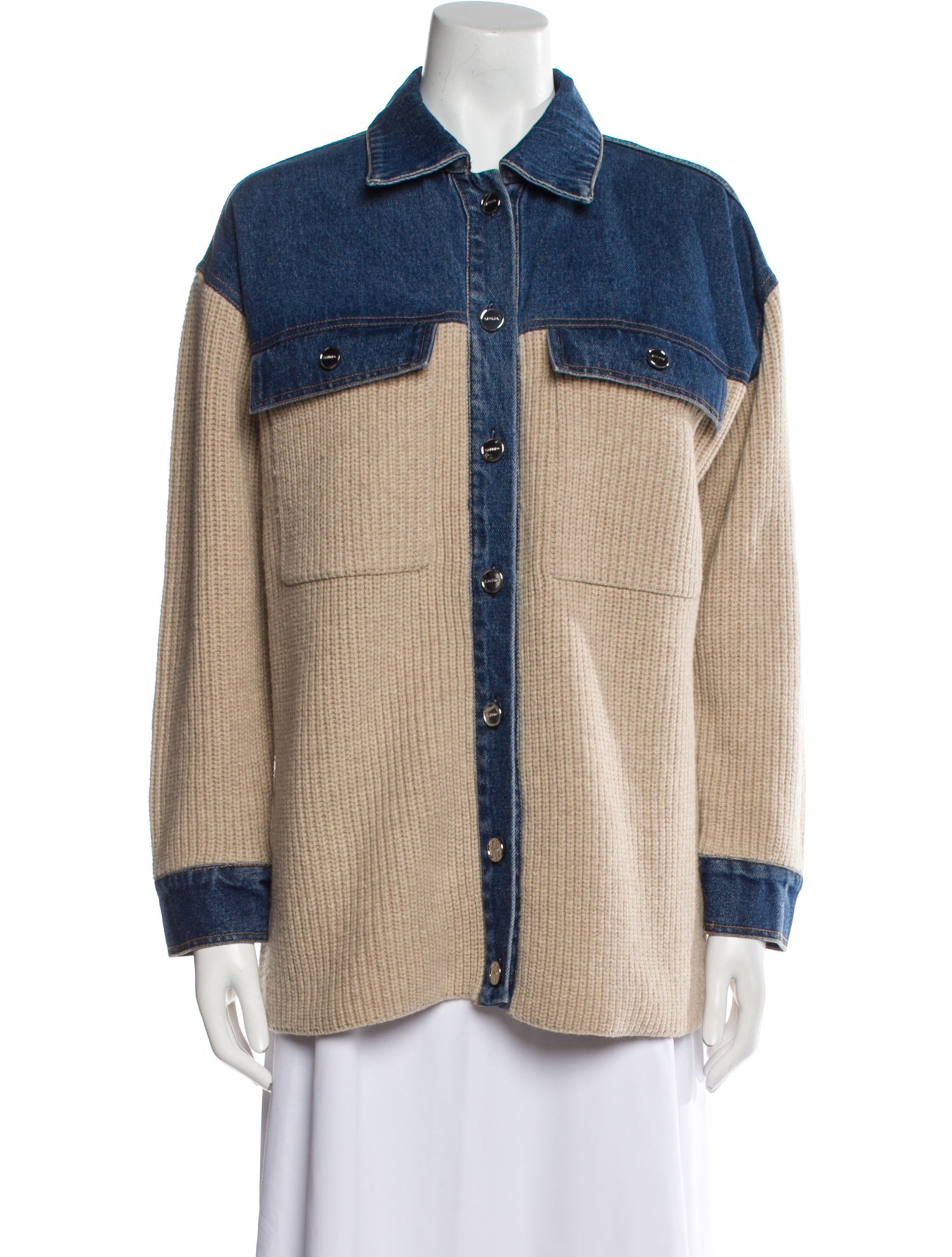 Sandro Wool Colorblock Pattern Jacket