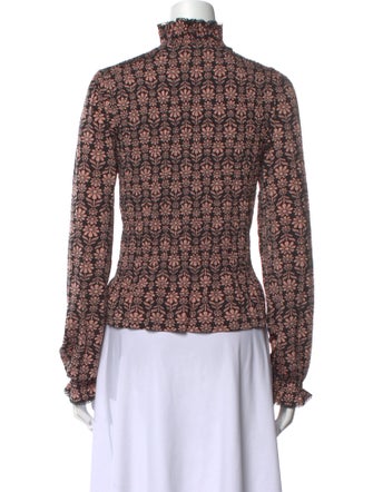 Sandro Floral Print Mock Neck Blouse