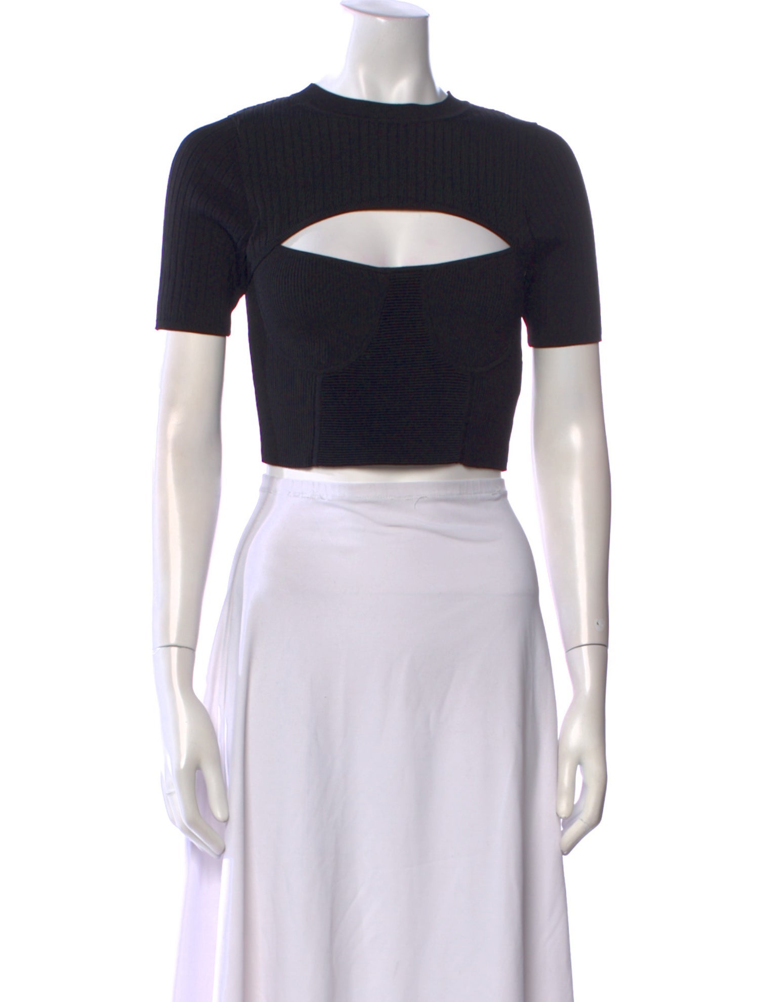 Sandro Crew Neck Short Sleeve Crop Top